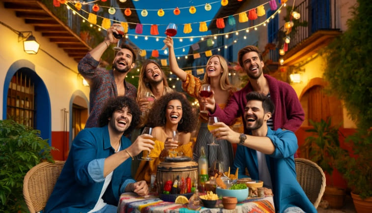 Integrantes De Una Peña Celebrando